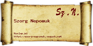 Szorg Nepomuk névjegykártya